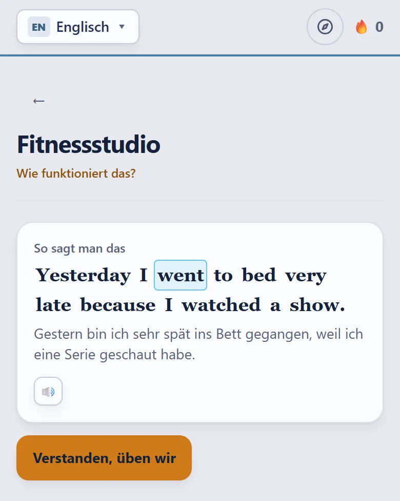 Fitnessstudio: der Mustersatz aus deiner Idee