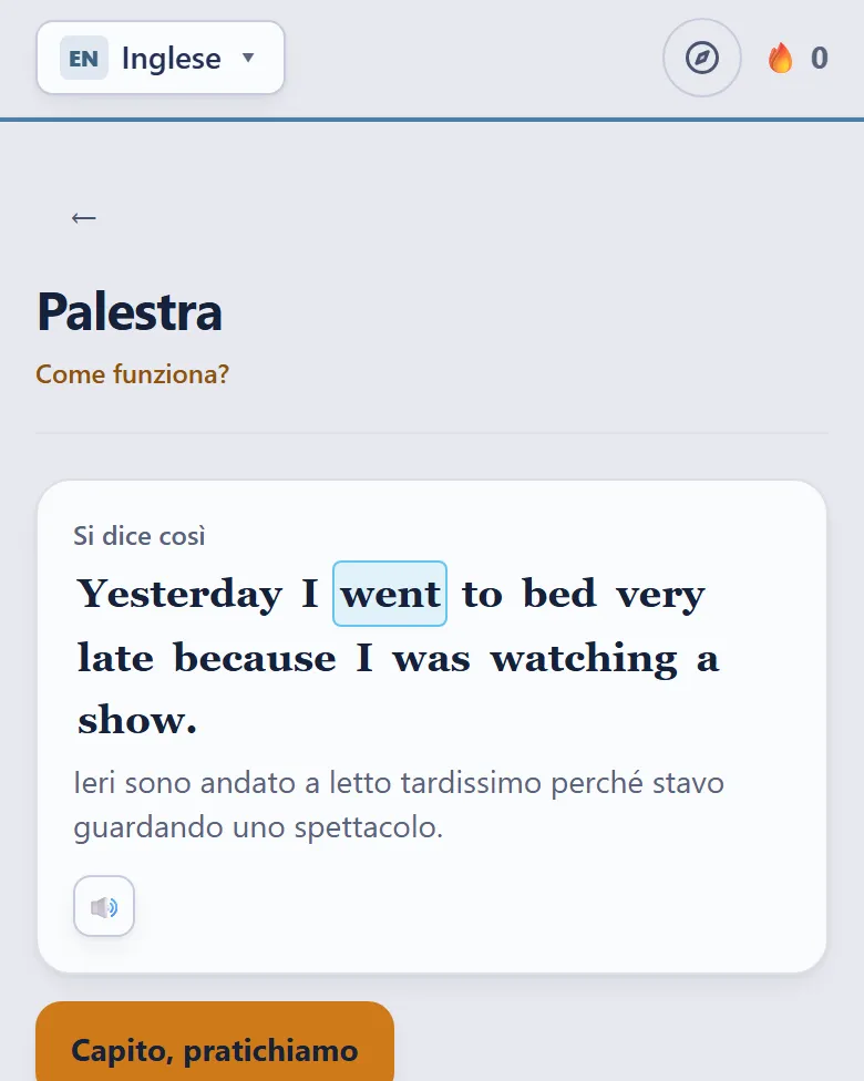 Palestra: la frase modello a partire dalla tua idea